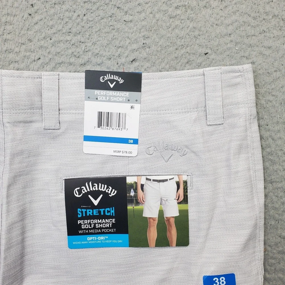 Callaway Golf Performance Shorts Mens 38 Gray Stretch Opti-Dri Media Pocket